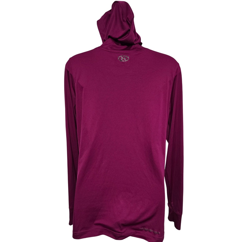 Under Armour HeatGear Catalyst Hoodie Womens XL Purple Thumbhole Fitted Running‎ - Picture 4 of 9